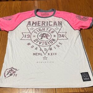 American Fighter Pink and White Division Tee 2XL